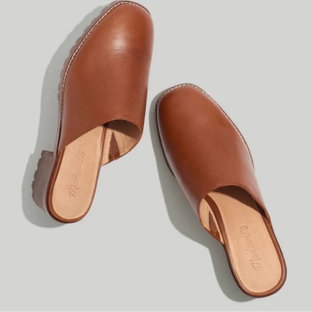Madewell The Mindy lugsole heeled brown leather mule size 11